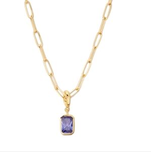 Gold Necklace with Purple Pendant